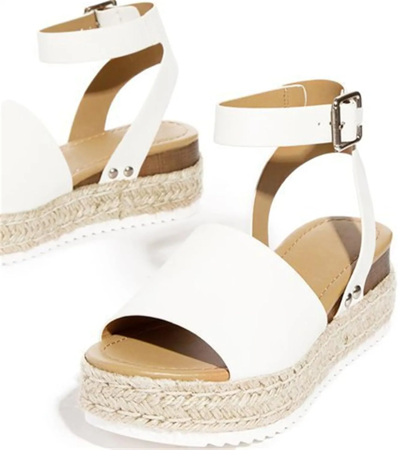 Ladmiple Wedge Sandals for Women Dressy 2023 Comfy Slip On Sandal Summer Casual Beach Shoes Open Toe Espadrille Platform
