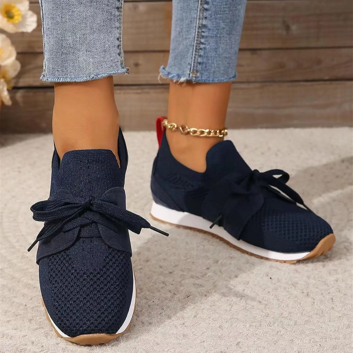Lausiuoe Slip On Sneakers Women Arch Support Walking Tennis Shoes Memory Foam Casual Sneakers Gym Comfortable Running Shoes