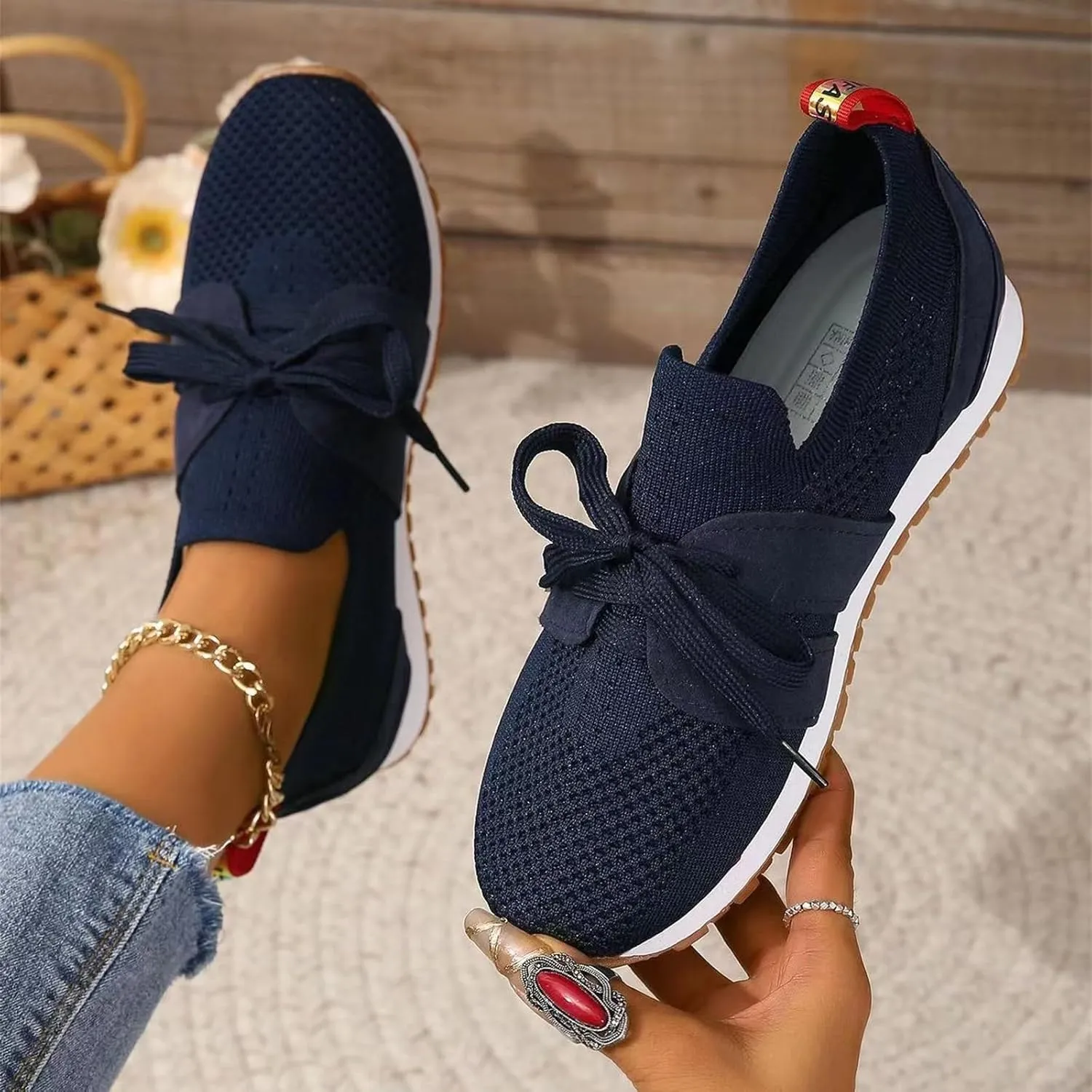 Lausiuoe Slip On Sneakers Women Arch Support Walking Tennis Shoes Memory Foam Casual Sneakers Gym Comfortable Running Shoes