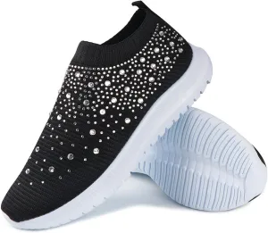 Lausiuoe Sneakers For Women Slip On Arch Support Sneakers Fashion Comfortable Non-Slip Gym Sports Running Walking Shoes