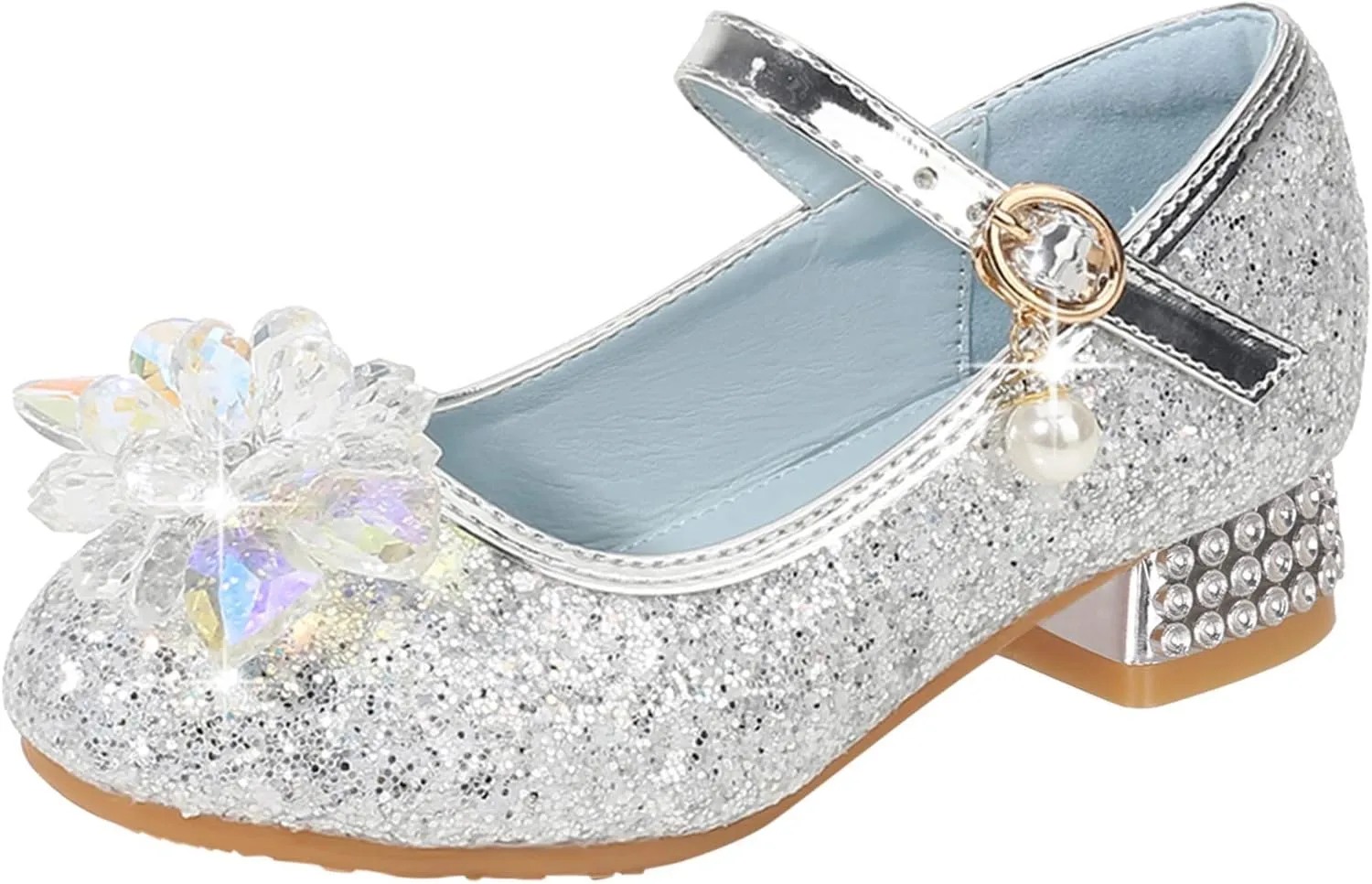 Little Girls Princess Glitter Bowknot Dress Shoes Kids Mary Jane Low Heels Pary Wedding Dazzling Elegant Shoes