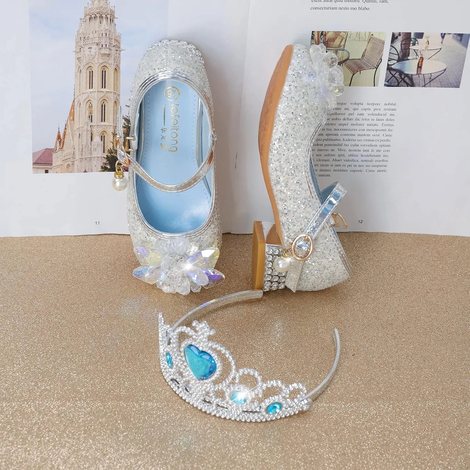 Little Girls Princess Glitter Bowknot Dress Shoes Kids Mary Jane Low Heels Pary Wedding Dazzling Elegant Shoes