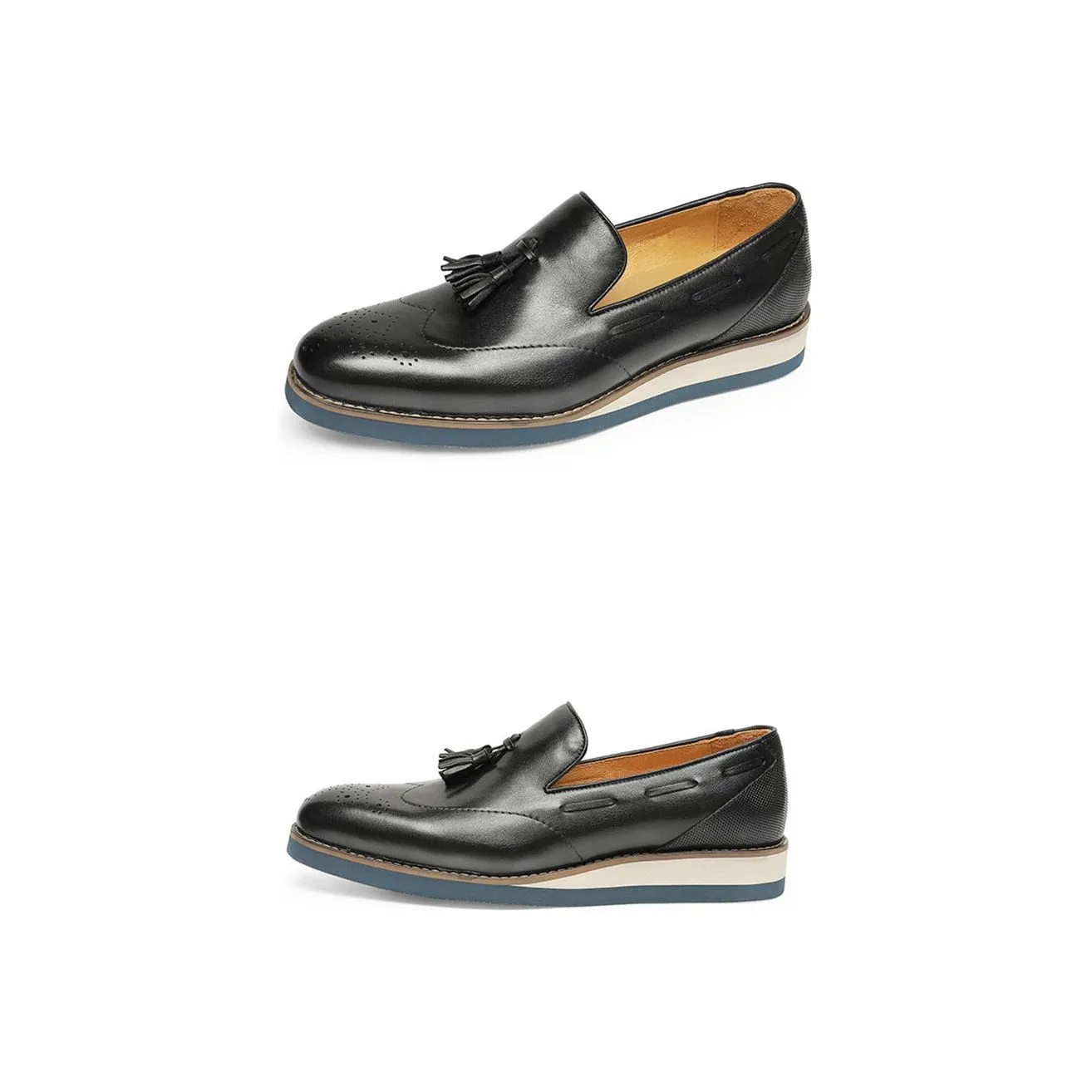 LuxeLeather Embossed Brogue Slip-On Loafers