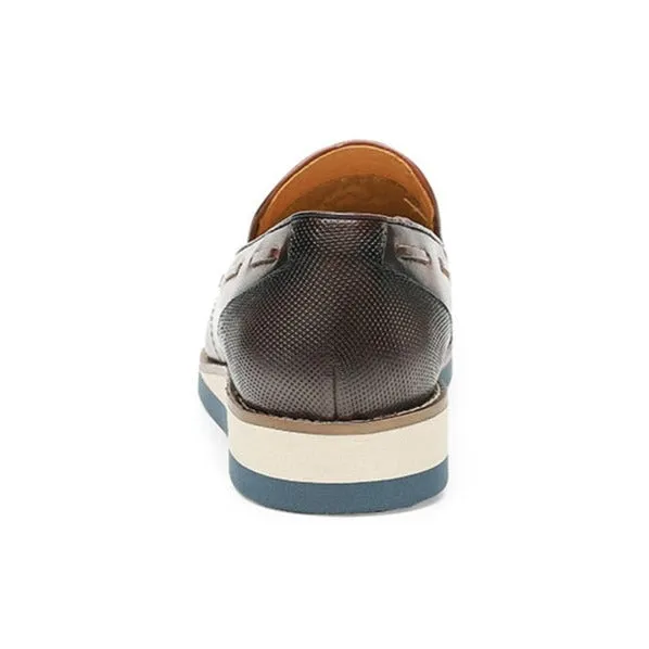 LuxeLeather Embossed Brogue Slip-On Loafers