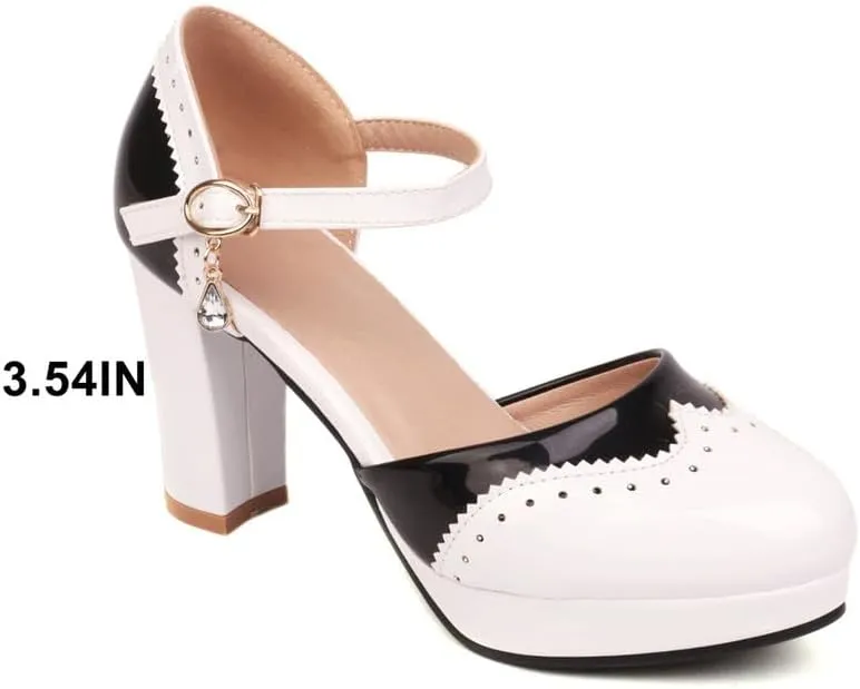 Mary Jane Heels for Women Bow Lolita Platform High Heels Kawaii Shoes Dress Round Toe Pumps