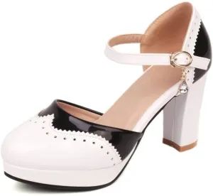 Mary Jane Heels for Women Bow Lolita Platform High Heels Kawaii Shoes Dress Round Toe Pumps