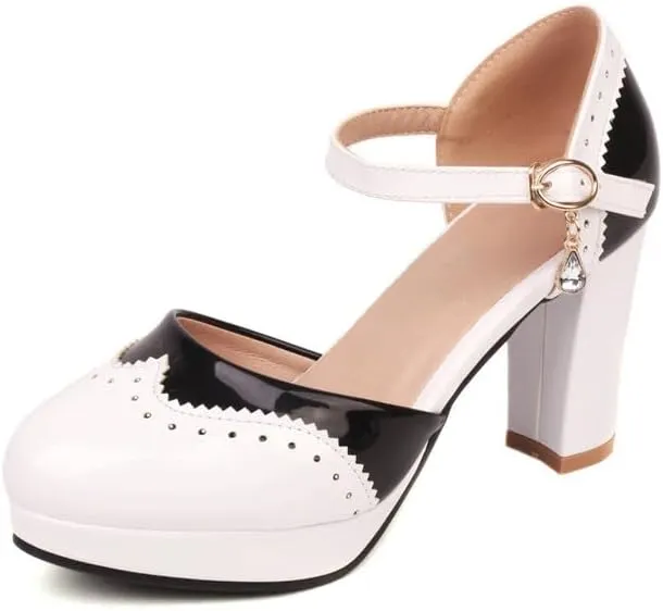 Mary Jane Heels for Women Bow Lolita Platform High Heels Kawaii Shoes Dress Round Toe Pumps