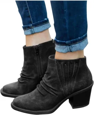 Masbird Ankle Boots for Women High Heel Peep Toe Booties Zipper Hiking Boots Short Booties Single Shoes Platform Boots