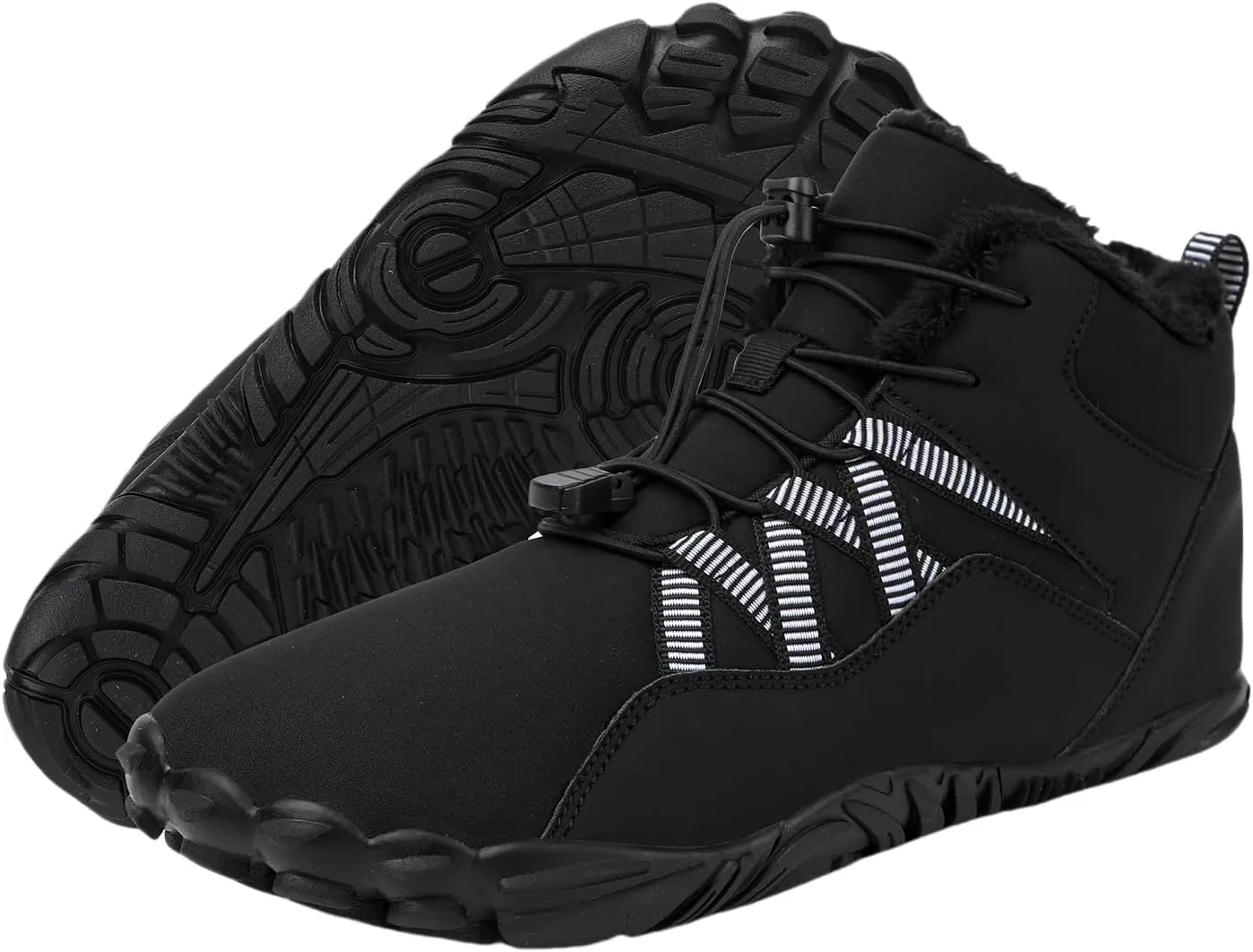 Men's & Women's Winter Barefoot Hiking Boots, Zero Drop, Waterproof, Wide Toe Box, Slip-On, Lightweight Fur Lining, Ankle Booties, Ideal for Hiking, Walking, Trail Running, Snow Adventures, Unisex