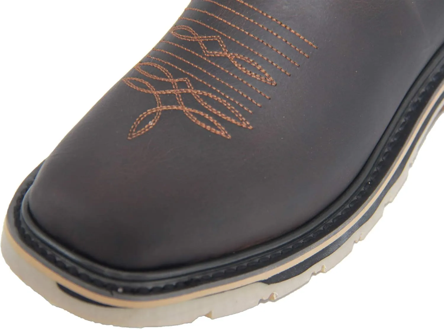 Mens Leather Square Toe Western Work Boot