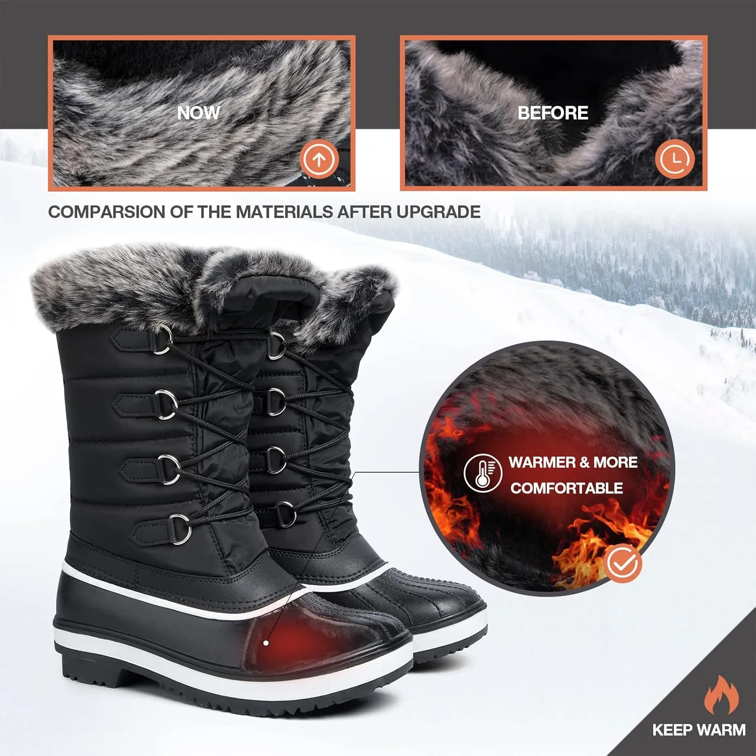 mysoft Women's Waterproof Winter Boots, Warm Insulated Snow Boots for Outdoor