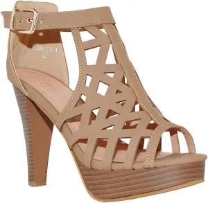 Open Toe Ankle Strap Sandal  Western Bootie Stacked Heel Open Toe Cutout Shoes