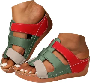 Orthopedic Wedge Sandals for Women Summer Dressy 2025 Fish Mouth Open Toe Non Slip Soft Yoga Mat Sole Sandals Beach Vacation Travel Walking Comfortable Casual Fashion Shoes with Arch Support