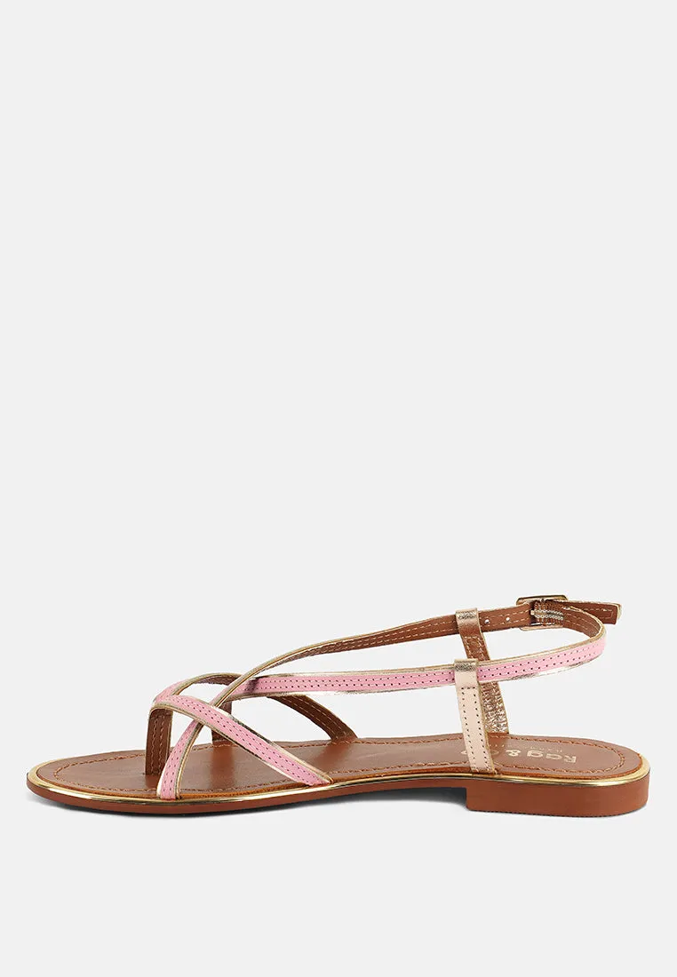 PHEOBE Strappy Pink Flat Sandals