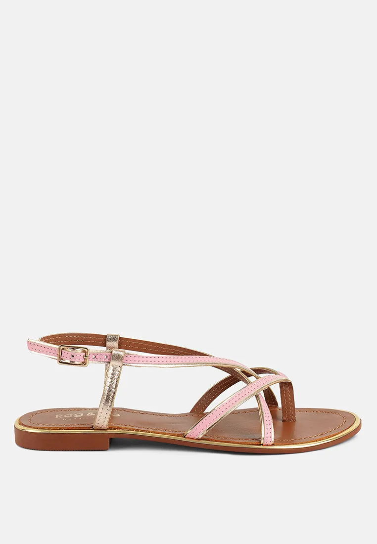 PHEOBE Strappy Pink Flat Sandals