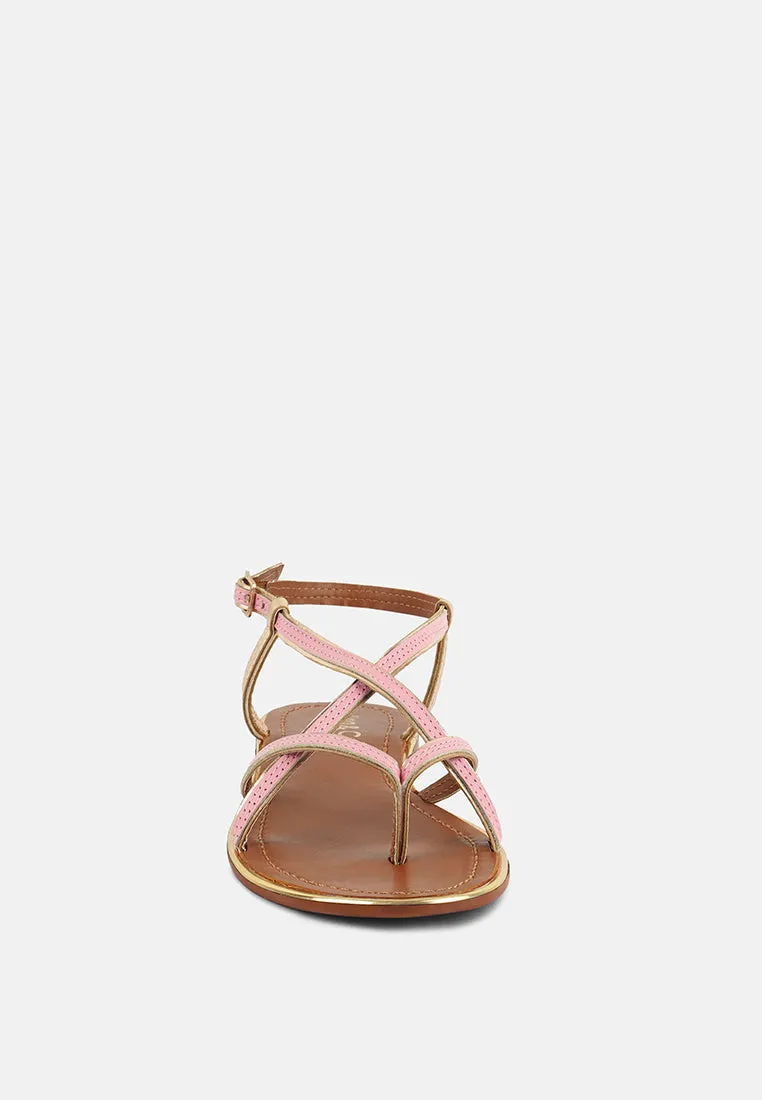 PHEOBE Strappy Pink Flat Sandals