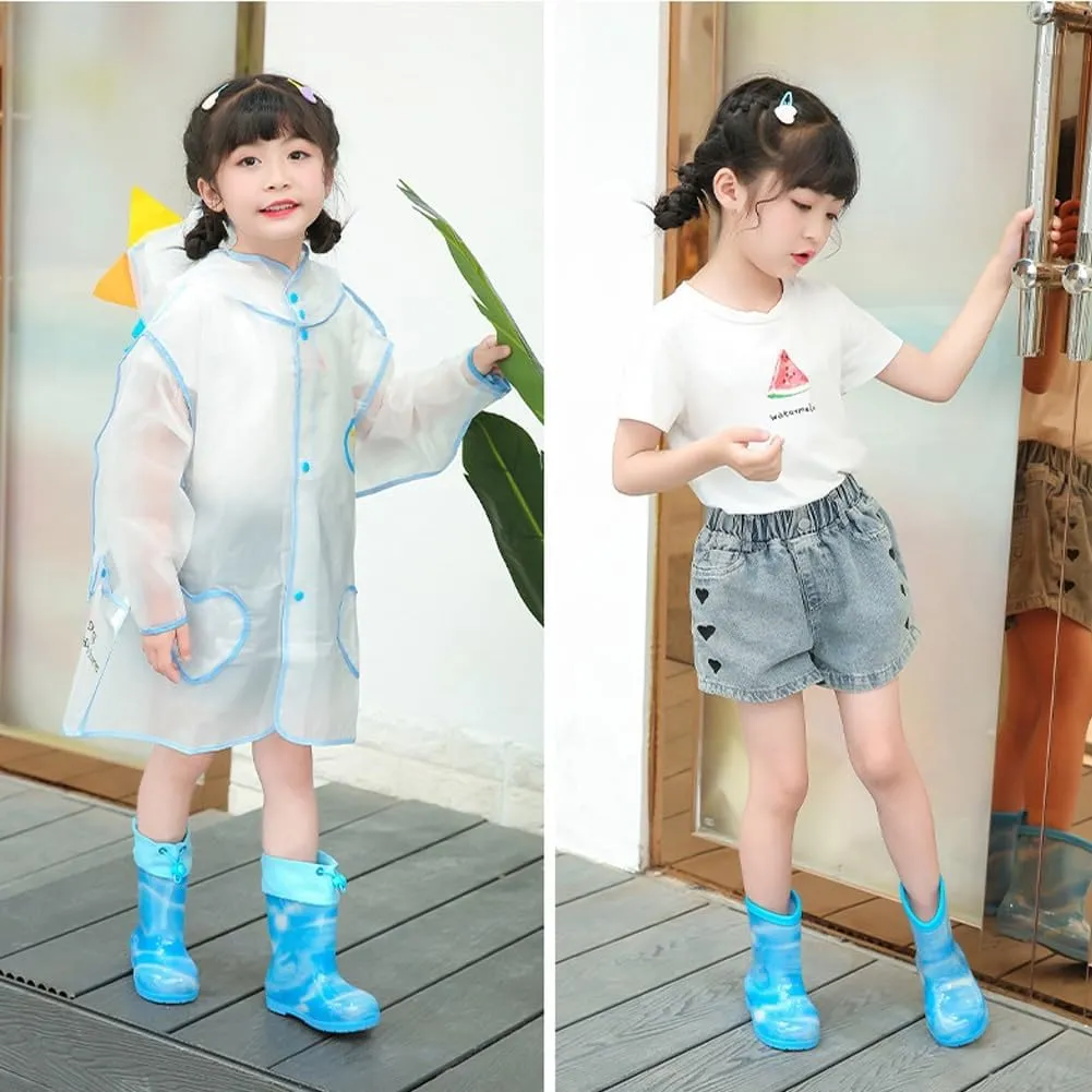 Rain Boots Kids for Toddlers, Boys and Girls Cartoon Children Tall Boots, Waterproof Rainboots with Handles