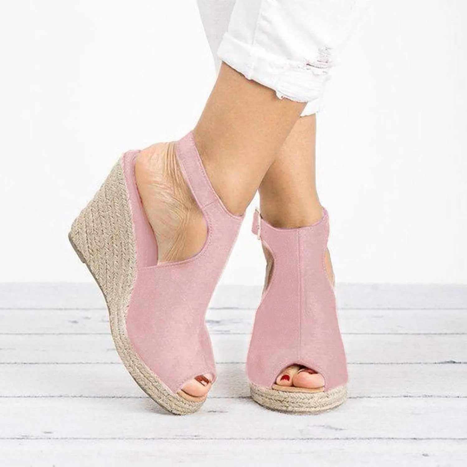 Rvidbe Platform Sandals for Women Sexy Women's Peep Toe Platform Sandals Summer Casual Ankle Buckle Wedge Sandals Shoes