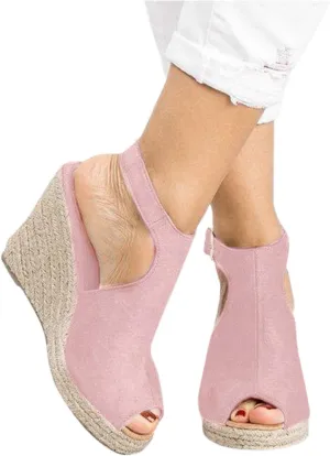 Rvidbe Platform Sandals for Women Sexy Women's Peep Toe Platform Sandals Summer Casual Ankle Buckle Wedge Sandals Shoes