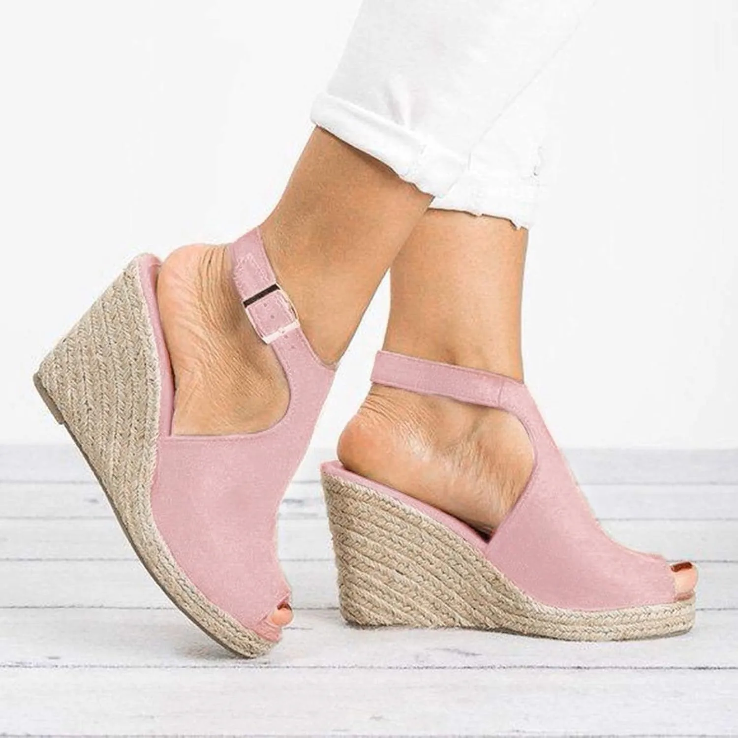 Rvidbe Platform Sandals for Women Sexy Women's Peep Toe Platform Sandals Summer Casual Ankle Buckle Wedge Sandals Shoes
