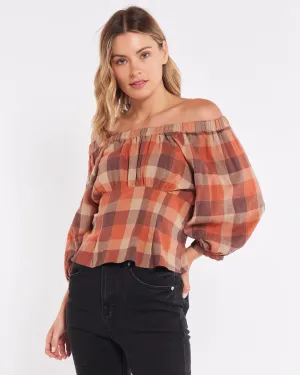 SASS BELLA TOP - DUSTY CHECK
