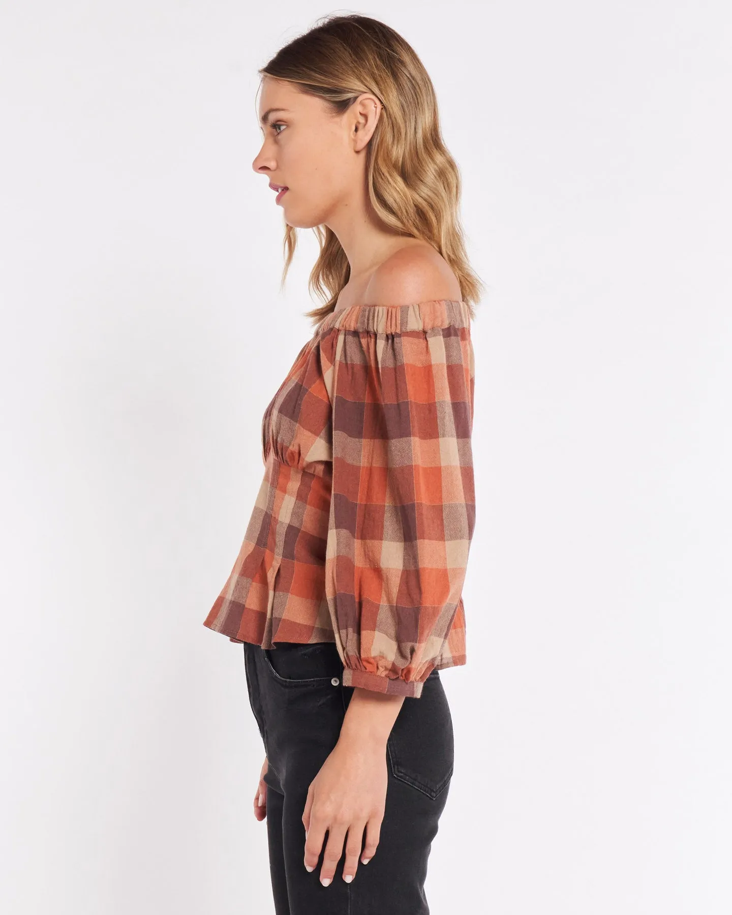 SASS BELLA TOP - DUSTY CHECK
