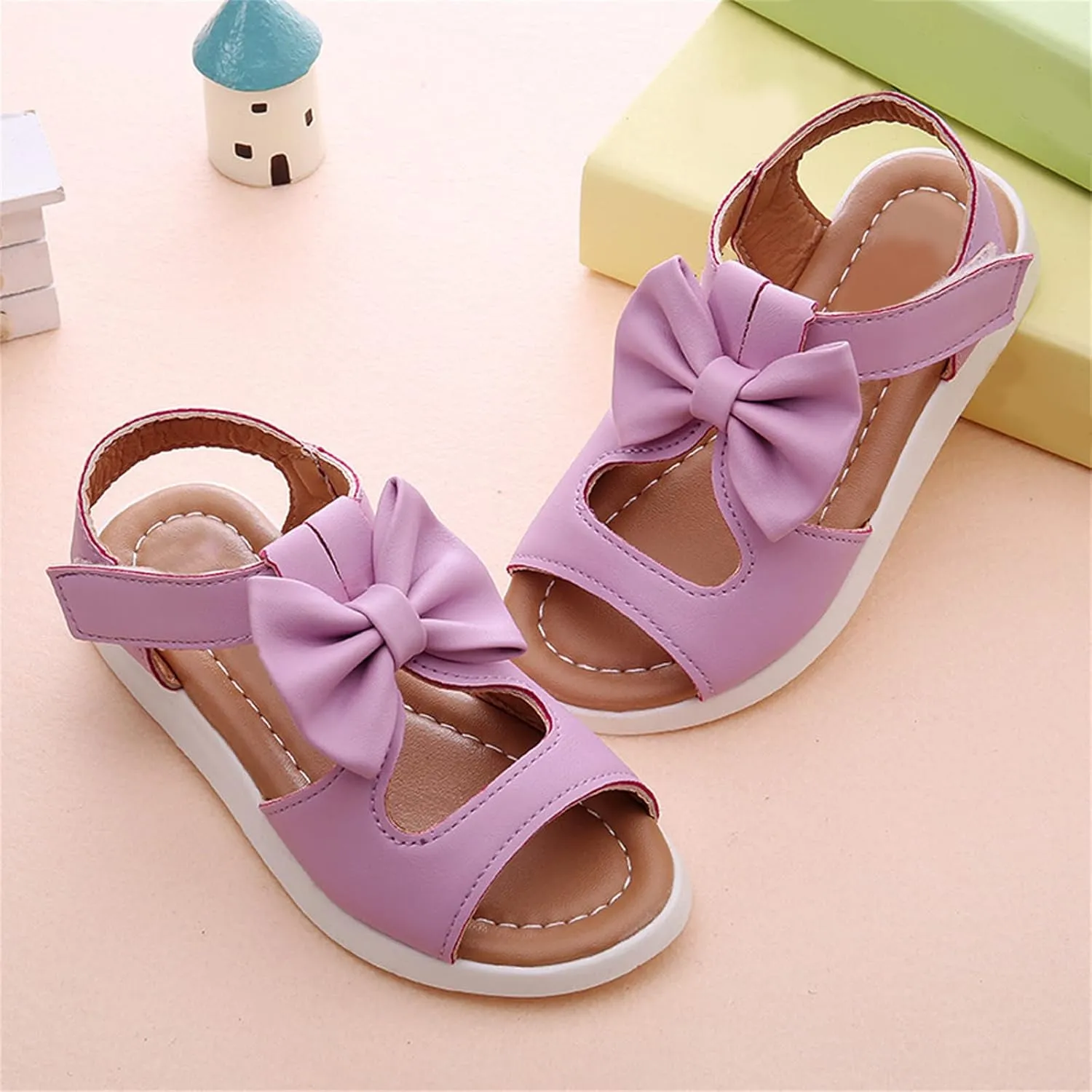 Shoes for Girls Bowknot Hollowed Out Sandals Hollowed Out Non-Slip Small Leather Shoes Cute Princess Toddler Shoes