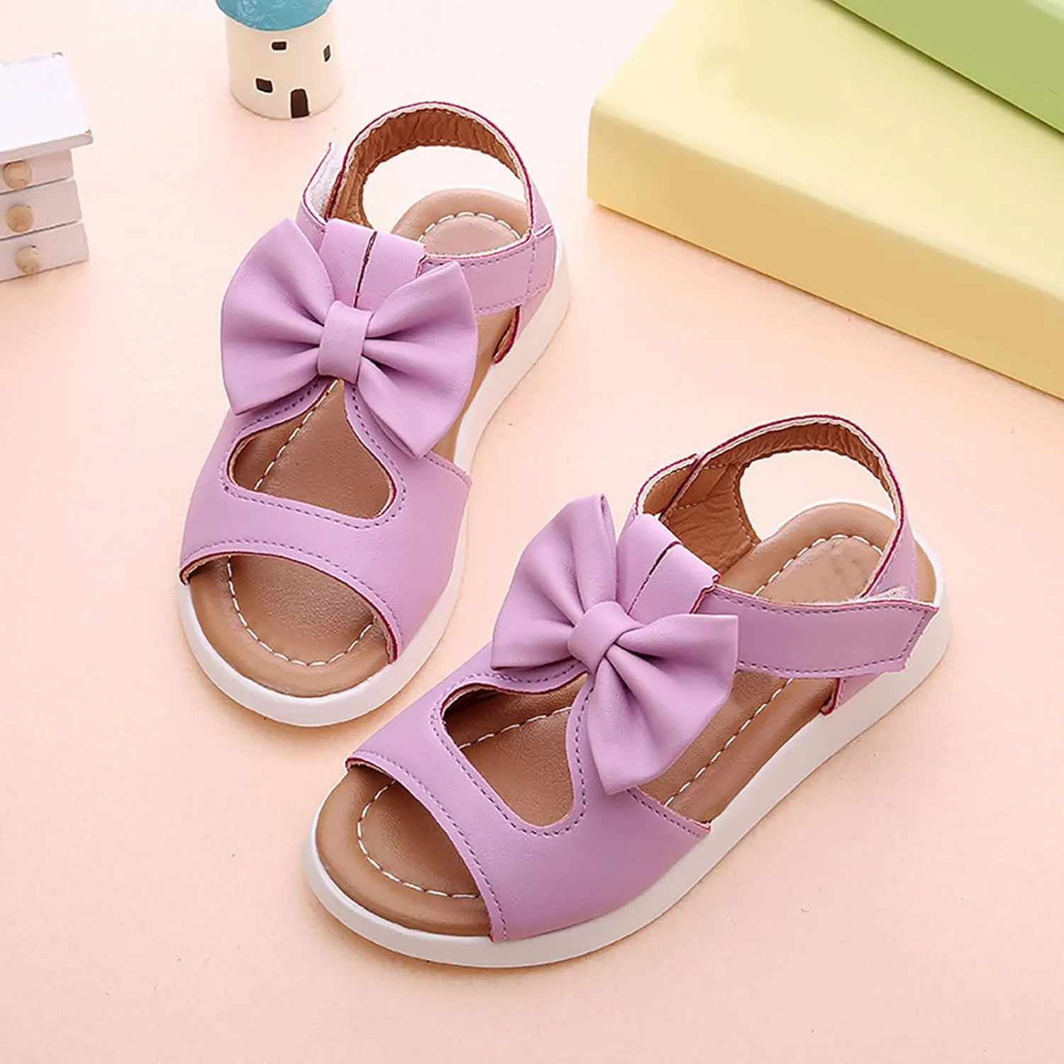 Shoes for Girls Bowknot Hollowed Out Sandals Hollowed Out Non-Slip Small Leather Shoes Cute Princess Toddler Shoes