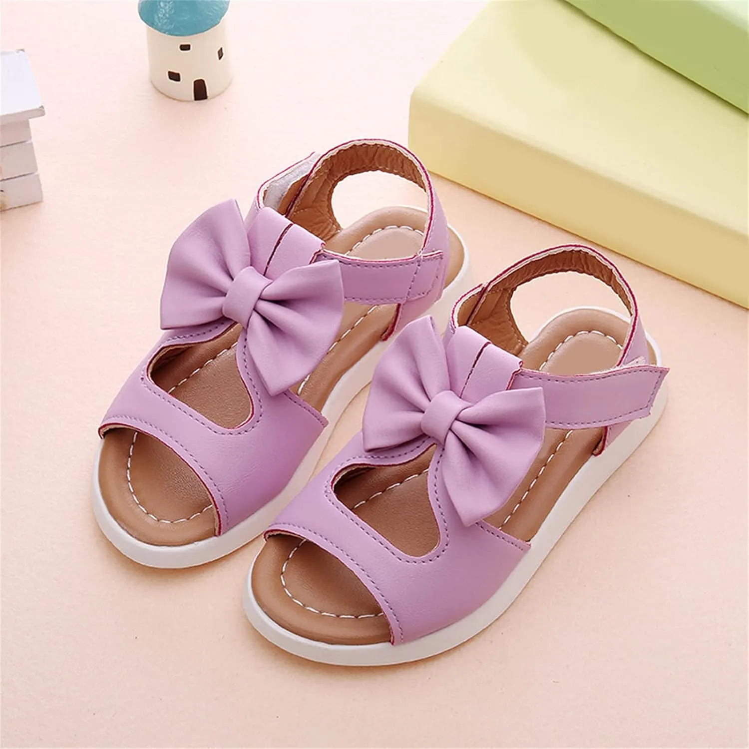 Shoes for Girls Bowknot Hollowed Out Sandals Hollowed Out Non-Slip Small Leather Shoes Cute Princess Toddler Shoes