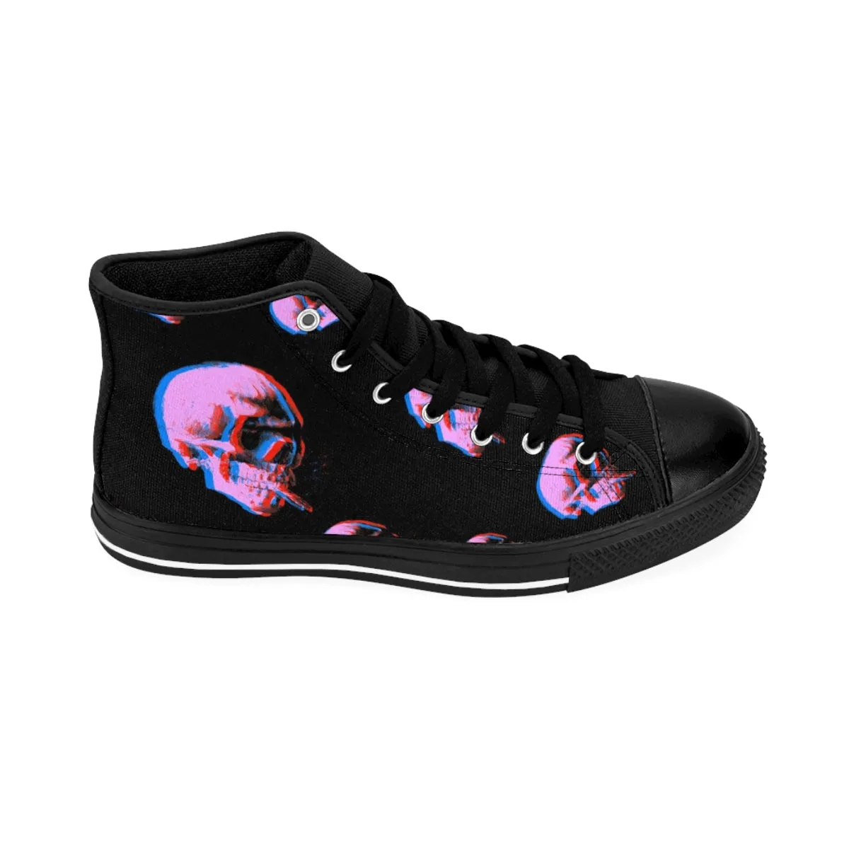 Skull With Burning Cigarette - Van Gogh Tribute | Art Freak Pop High Top Canvas Sneakers