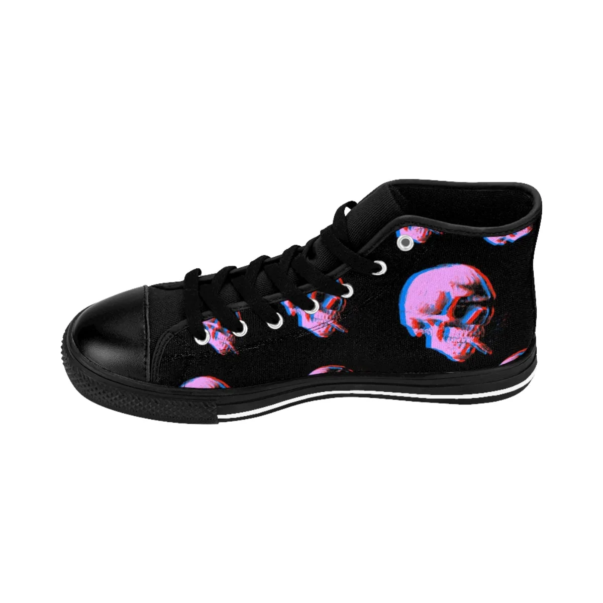 Skull With Burning Cigarette - Van Gogh Tribute | Art Freak Pop High Top Canvas Sneakers