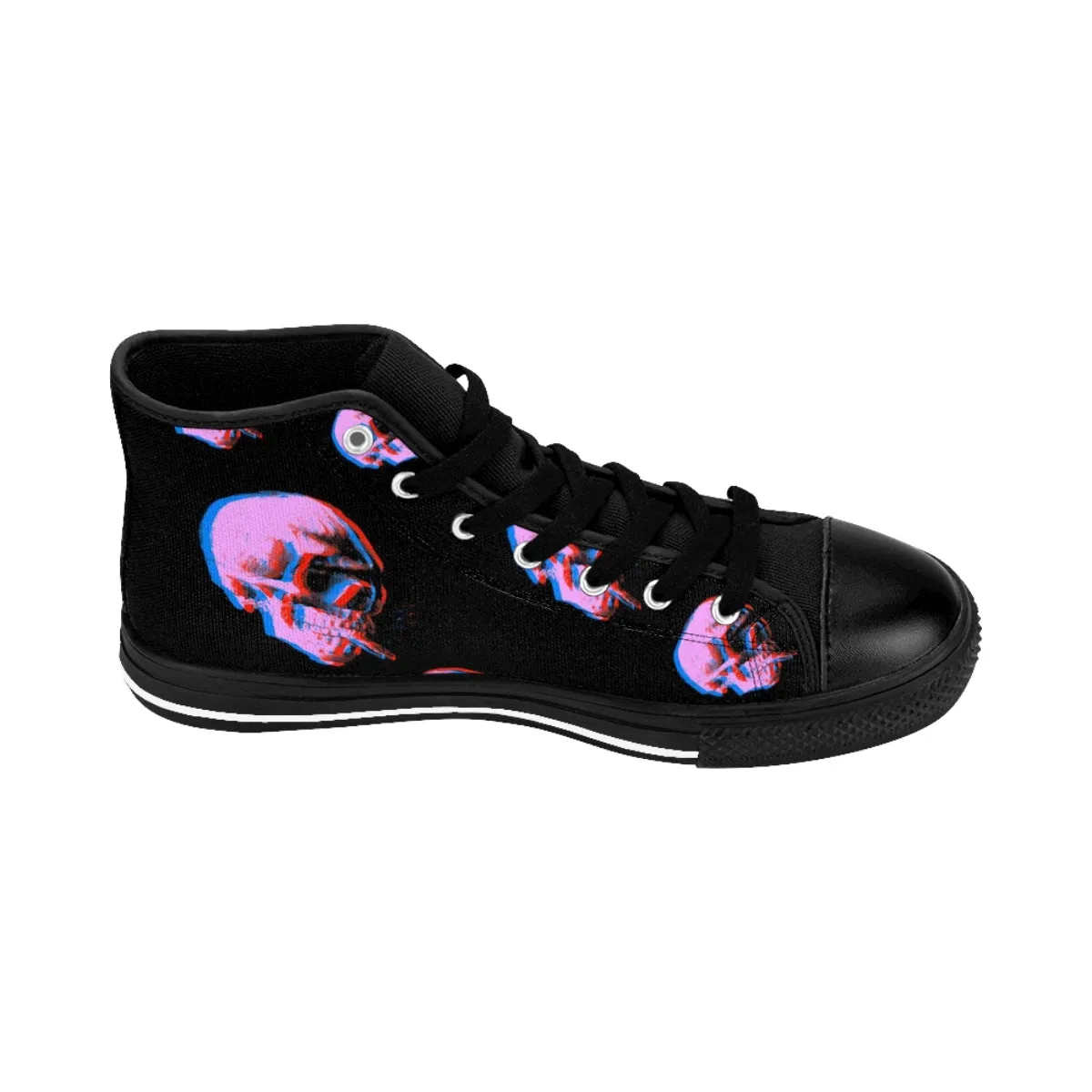 Skull With Burning Cigarette - Van Gogh Tribute | Art Freak Pop High Top Canvas Sneakers