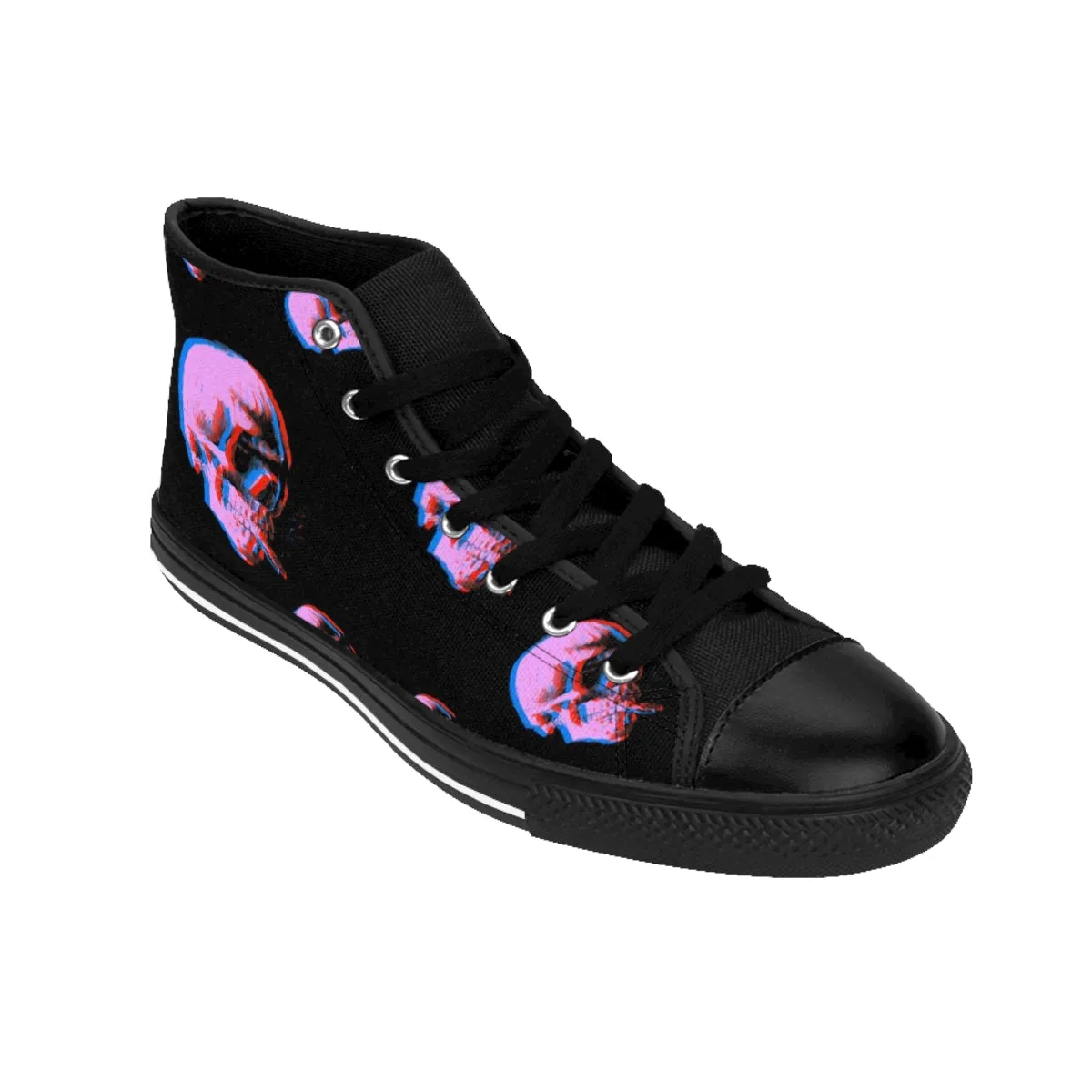 Skull With Burning Cigarette - Van Gogh Tribute | Art Freak Pop High Top Canvas Sneakers