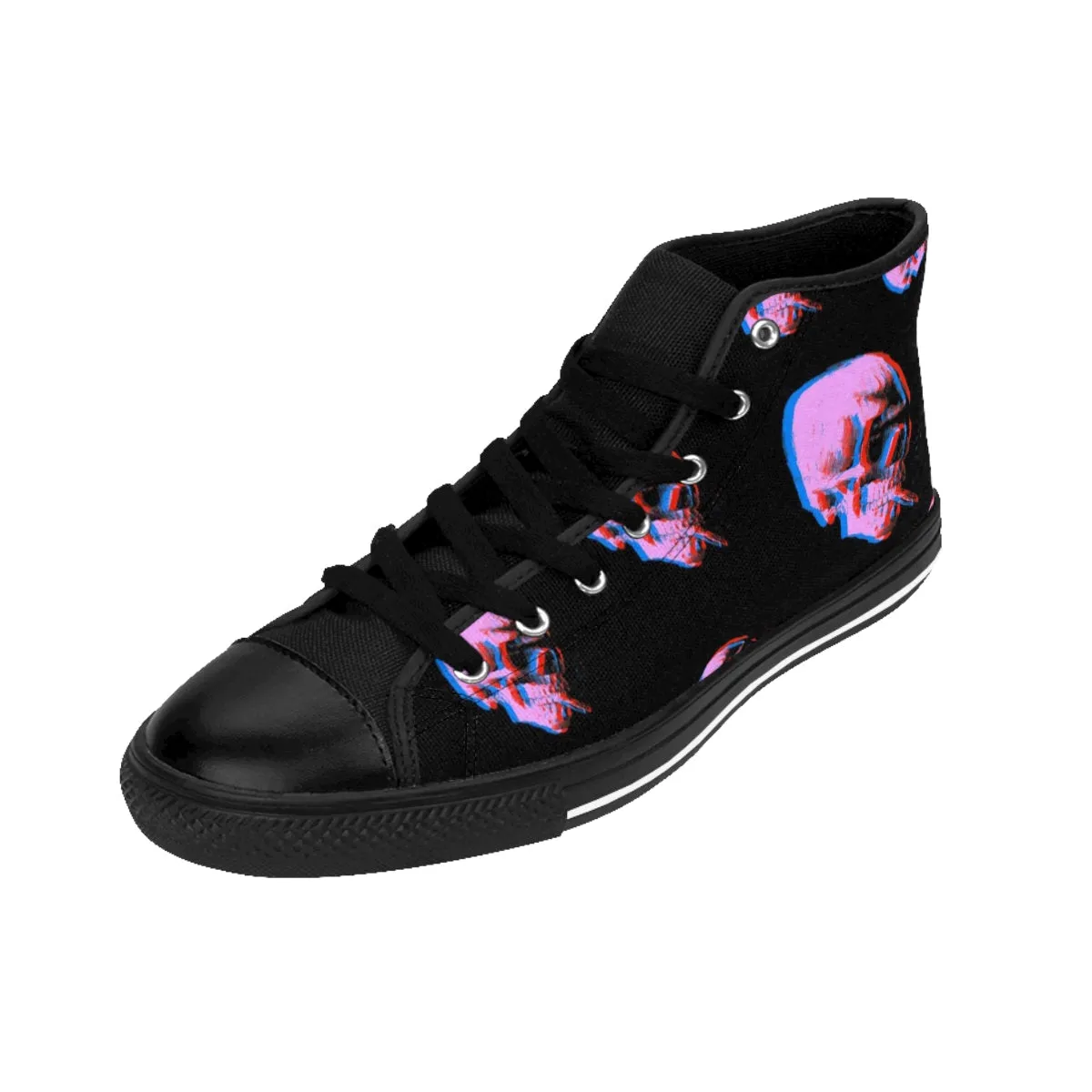 Skull With Burning Cigarette - Van Gogh Tribute | Art Freak Pop High Top Canvas Sneakers