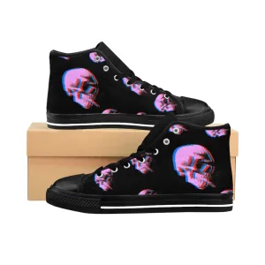 Skull With Burning Cigarette - Van Gogh Tribute | Art Freak Pop High Top Canvas Sneakers