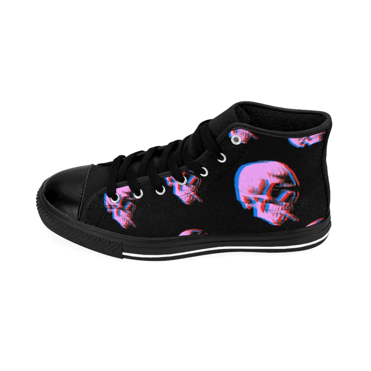 Skull With Burning Cigarette - Van Gogh Tribute | Art Freak Pop High Top Canvas Sneakers