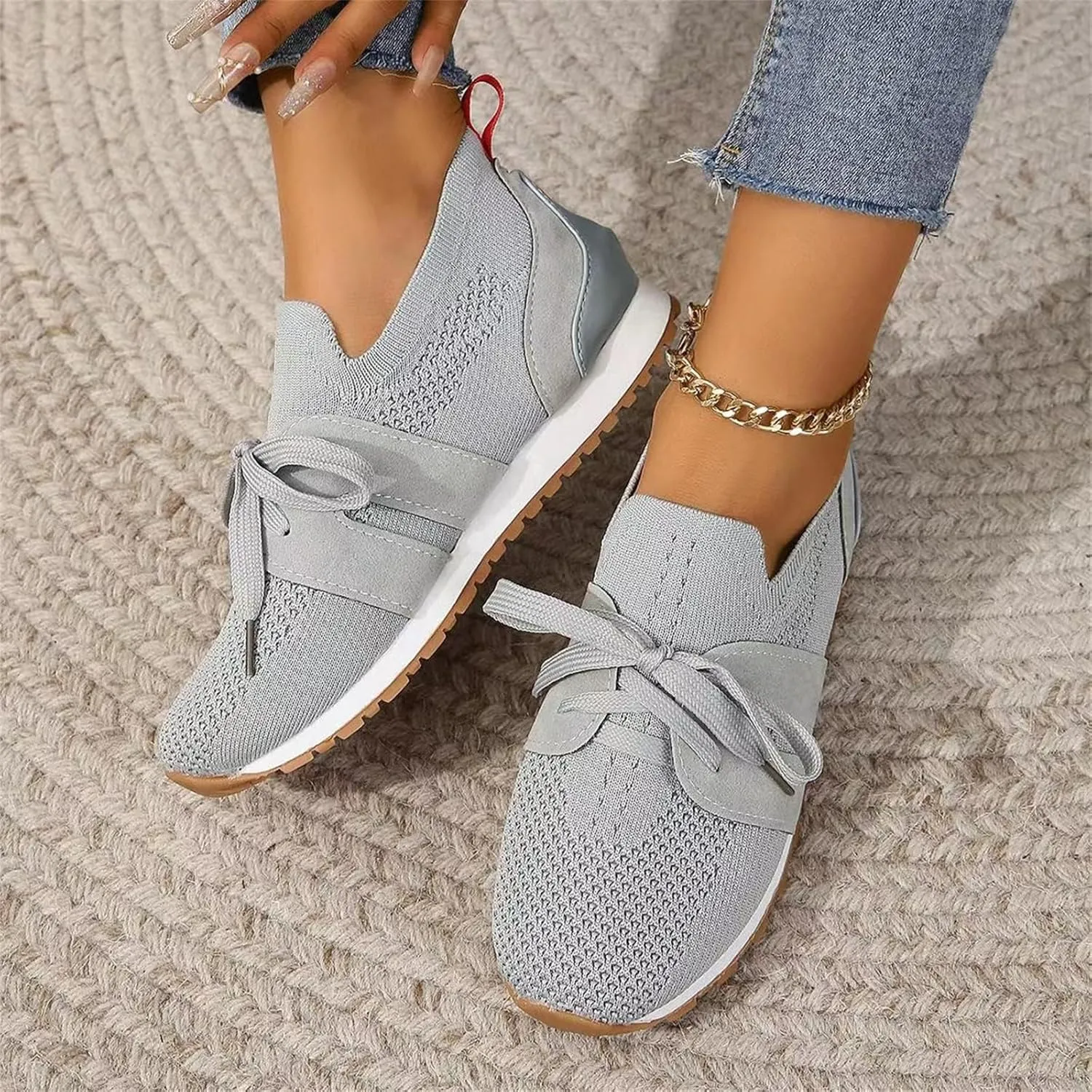 Slip On Sneakers Women Arch Support Walking Shoes Comfort Light Weight Mesh Casual Athletic Gym Tennis Running Shoes