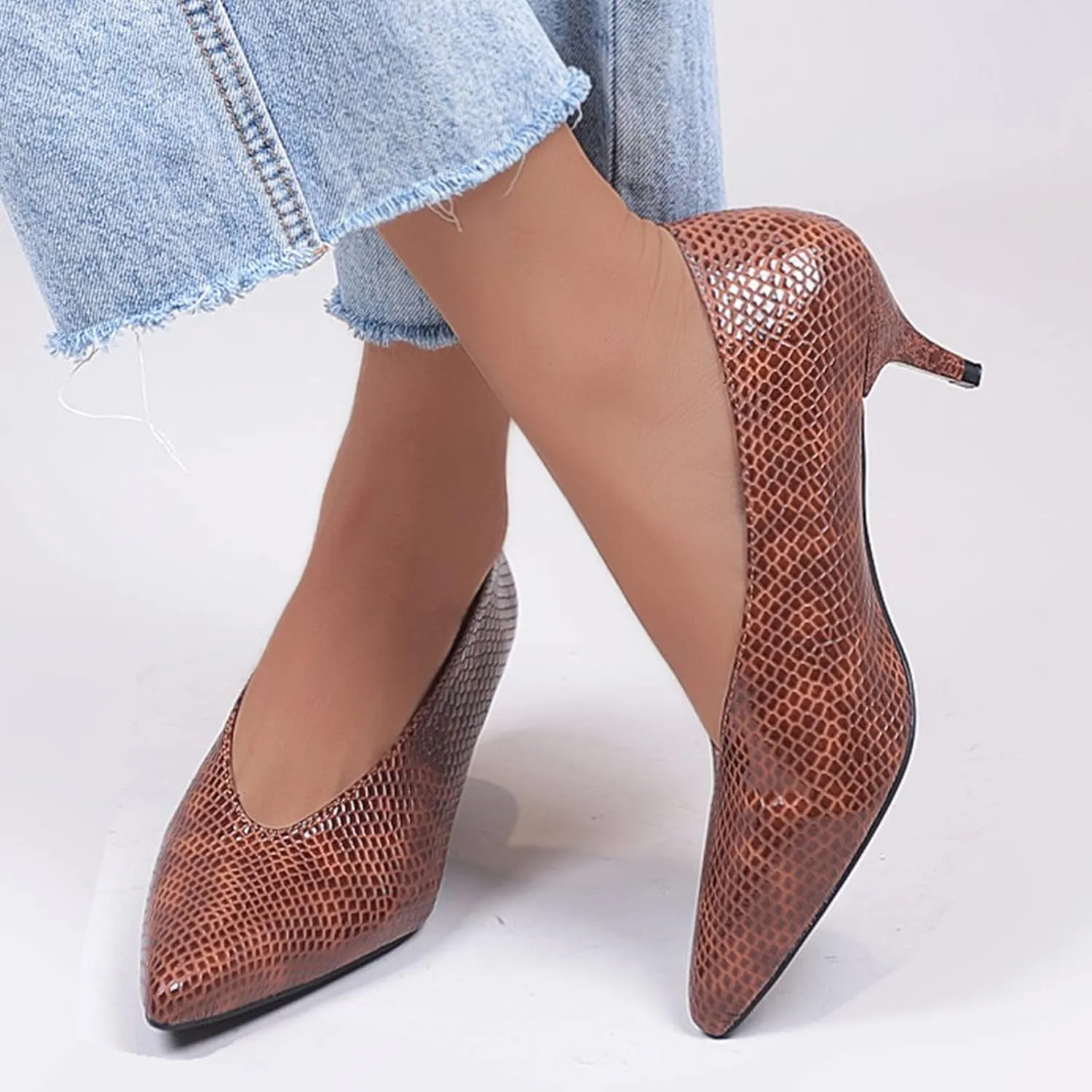 Solid Work High Heels Pointed Women Shoes Toe Color Leisure Shoes Slipon Shoes Women's Pumps Ladies Shoe Heels