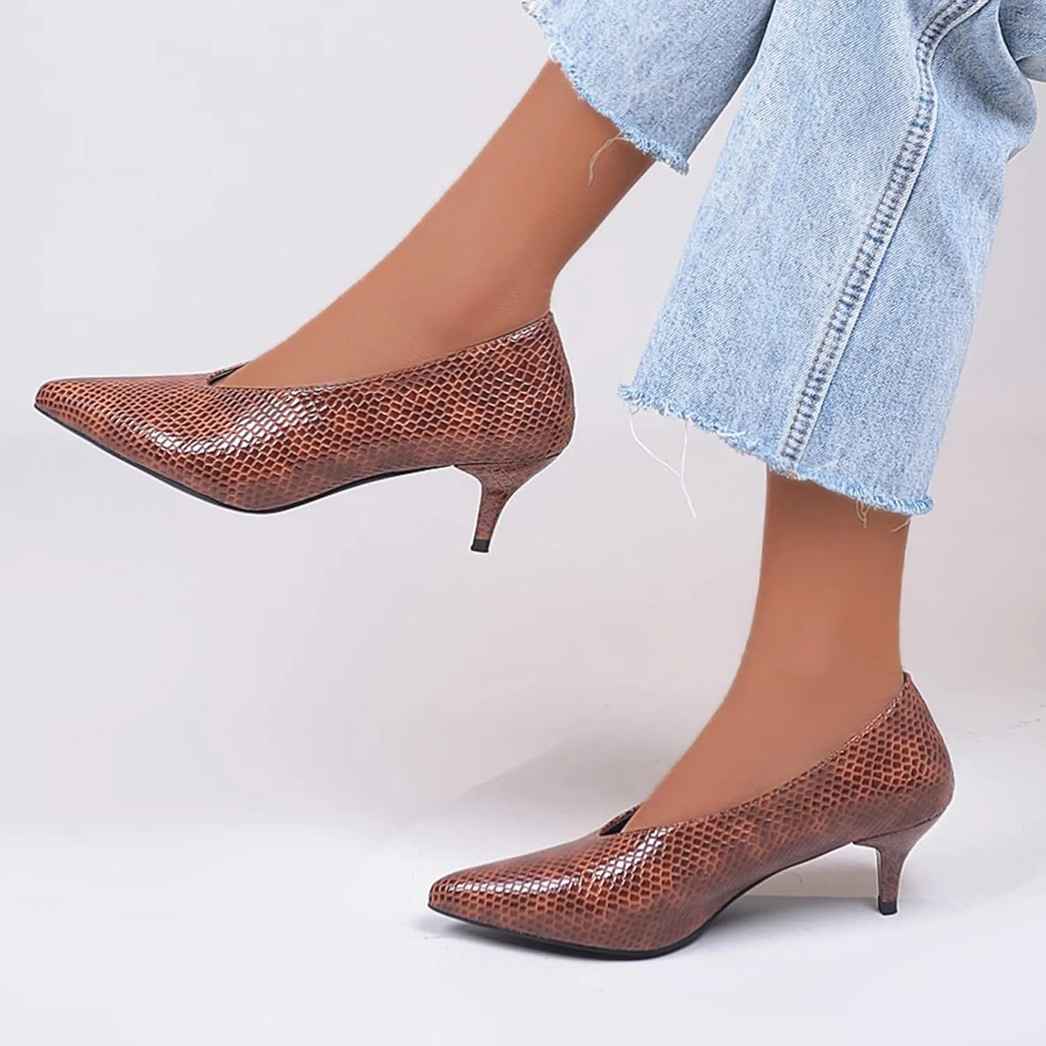 Solid Work High Heels Pointed Women Shoes Toe Color Leisure Shoes Slipon Shoes Women's Pumps Ladies Shoe Heels