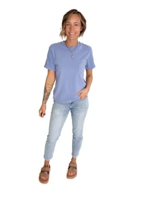 T G Classic Washed Cotton Pocket T-shirt- WASHED DENIM