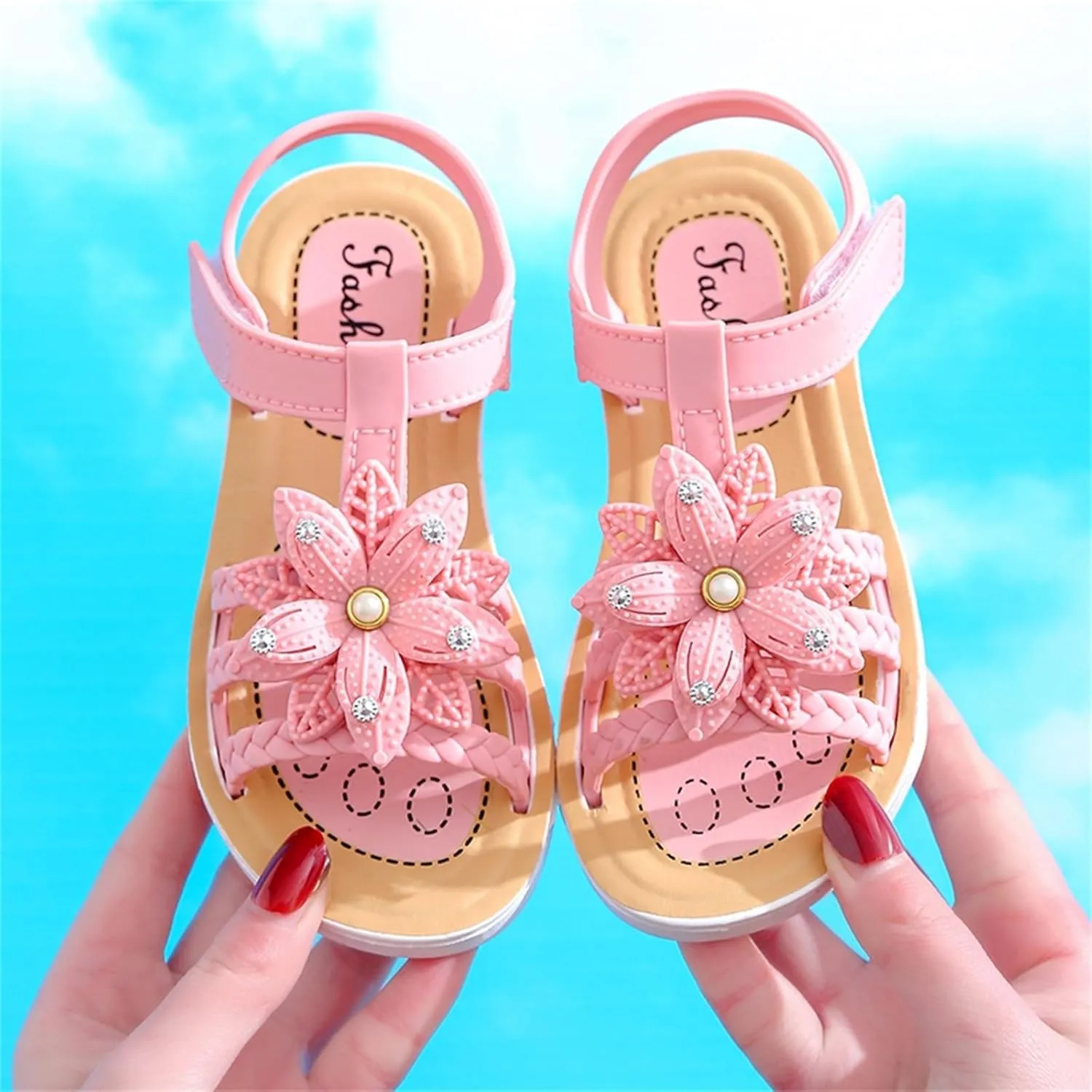 Toddler Girls Flower Sandals Soft Sole Summer Shoes for Beach Pool Playground Size 3-12, Easy Clean Slippers with Cute Blossom Design Lightweight Waterproof Play Sandals