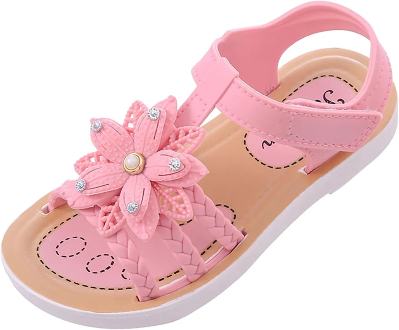 Toddler Girls Flower Sandals Soft Sole Summer Shoes for Beach Pool Playground Size 3-12, Easy Clean Slippers with Cute Blossom Design Lightweight Waterproof Play Sandals