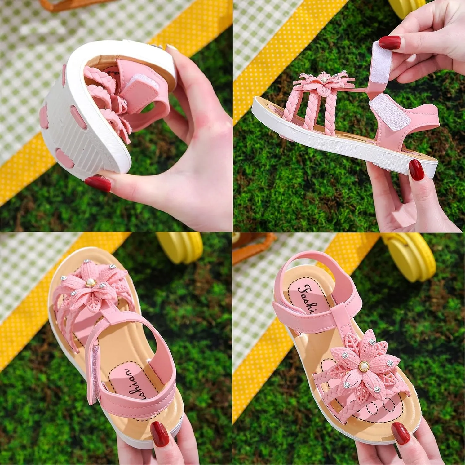 Toddler Girls Flower Sandals Soft Sole Summer Shoes for Beach Pool Playground Size 3-12, Easy Clean Slippers with Cute Blossom Design Lightweight Waterproof Play Sandals