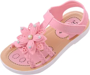 Toddler Girls Flower Sandals Soft Sole Summer Shoes for Beach Pool Playground Size 3-12, Easy Clean Slippers with Cute Blossom Design Lightweight Waterproof Play Sandals
