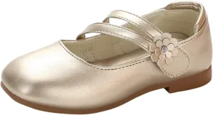 Toddler Girls Strap Dress Shoes Princess Ballerina Flat Mary Jane Elegant Wedding Flower Shoes for Baptism Prom