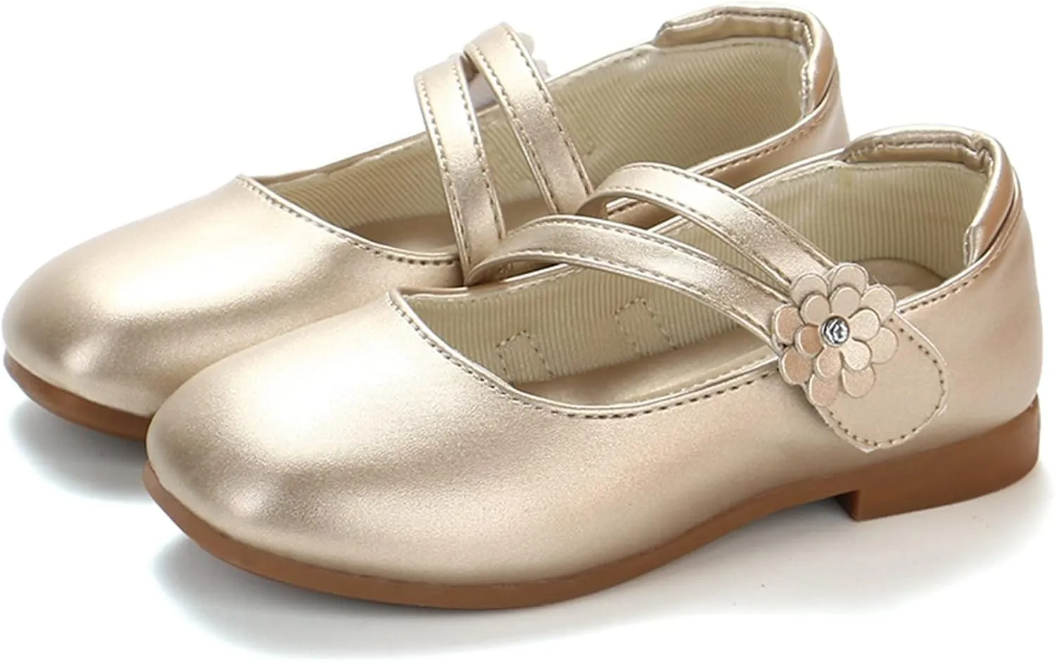 Toddler Girls Strap Dress Shoes Princess Ballerina Flat Mary Jane Elegant Wedding Flower Shoes for Baptism Prom