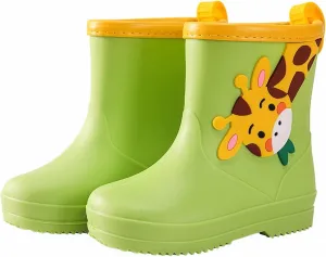 Toddler Rain Boots Boys Girls Giraffe Cartoon Rain Boots Kids Short Rainboots Easy-on Lightweight and Toddler Shoes