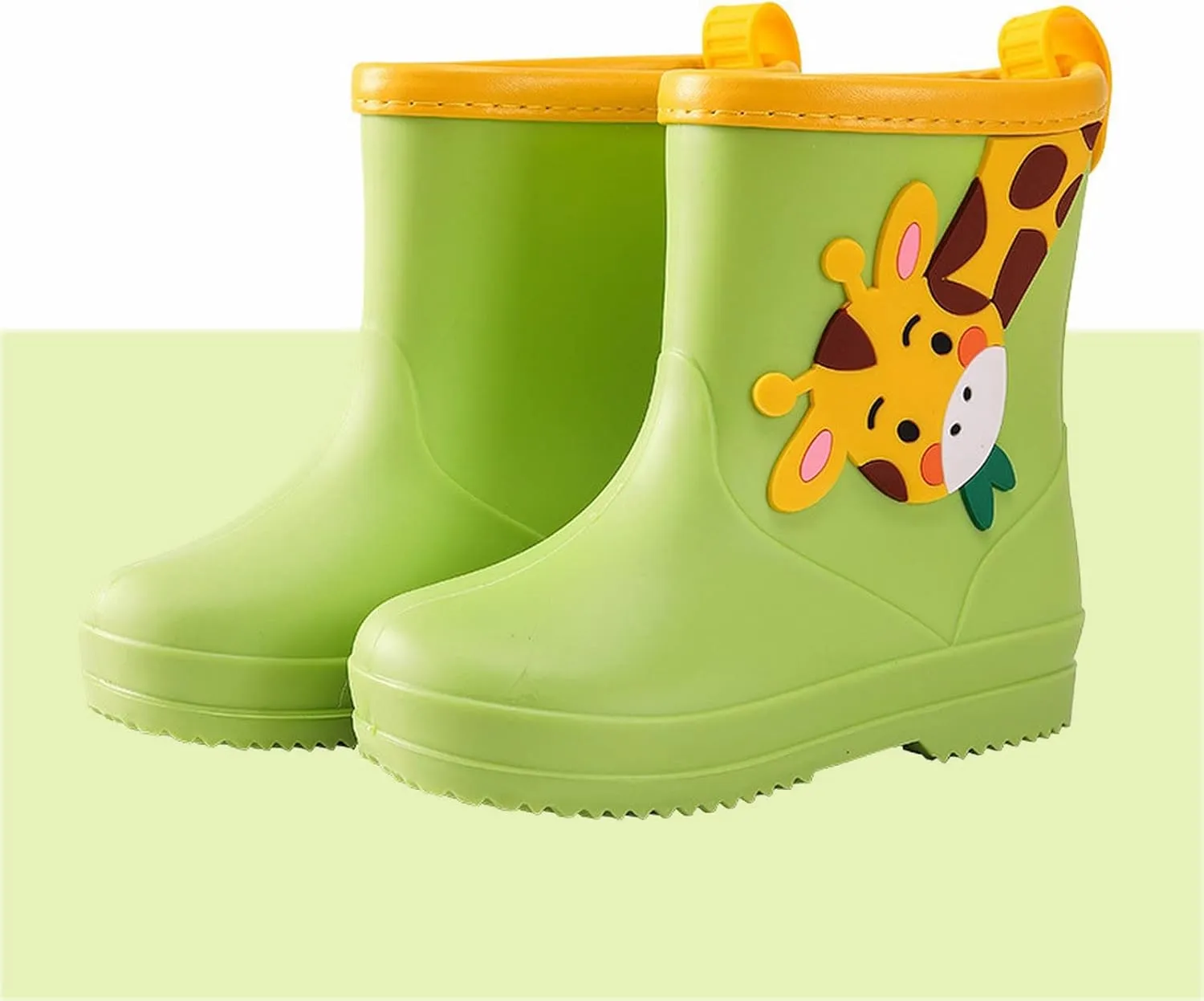 Toddler Rain Boots Boys Girls Giraffe Cartoon Rain Boots Kids Short Rainboots Easy-on Lightweight and Toddler Shoes