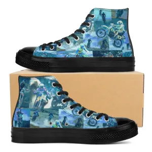 Tyler Durden High Top Canvas Sneakers with Motorcycle collage - Fight Club Fashion