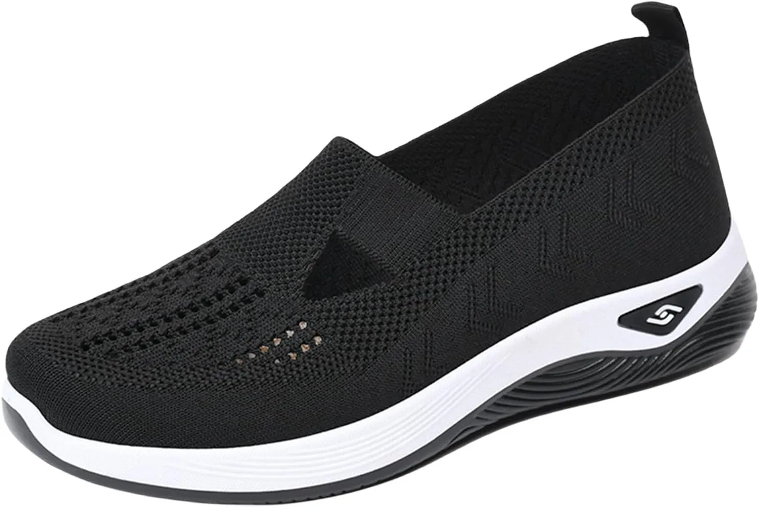 Walking Shoes Women Arch-Support Sneakers Mesh Upper Casual Sneakers Woven Orthopedic Breathable Soft Shoe Comfort Running Sneaker Go Walking Slip on Diabetic Foam Shoes